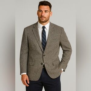 MEN'S GRAY 100% SILK BLAZER JACKET SPORT COAT - CROFT & BARROW - 42R Tweed